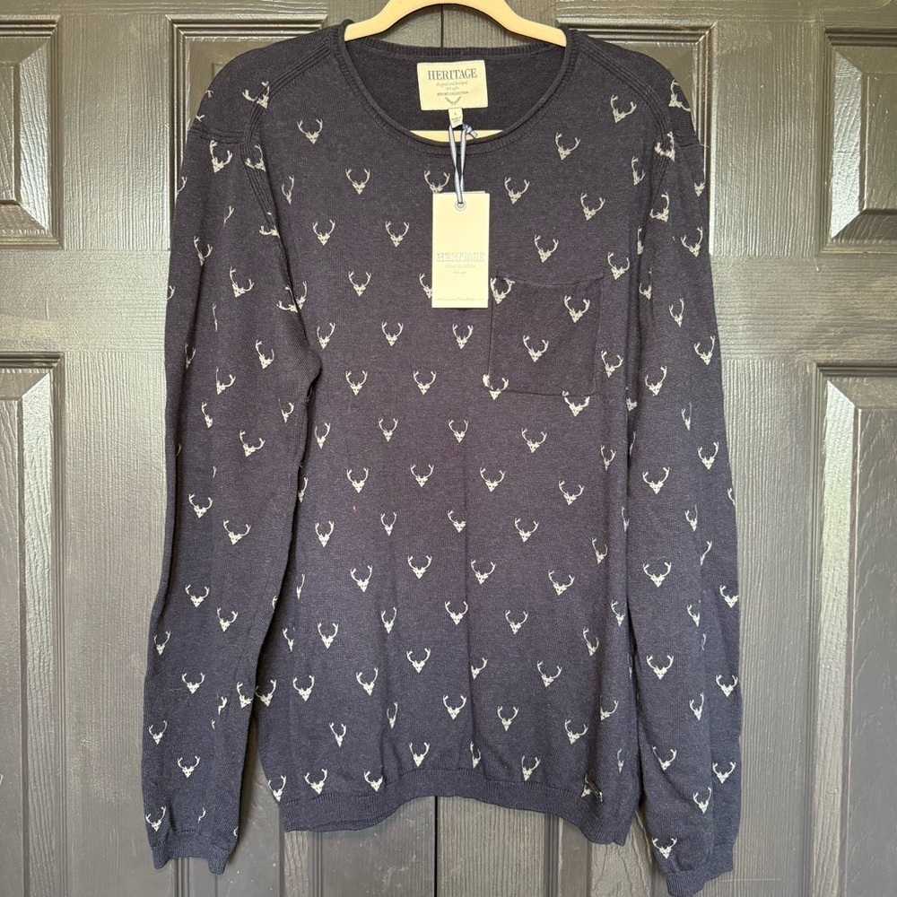NWT Report Collection Heritage Moose Crewneck Sweater size L